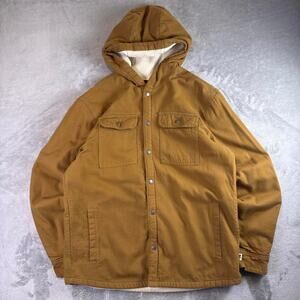The North Face Sherpa Lined Hooded Workwear Jacket Brown Canvas Chore Coat Large